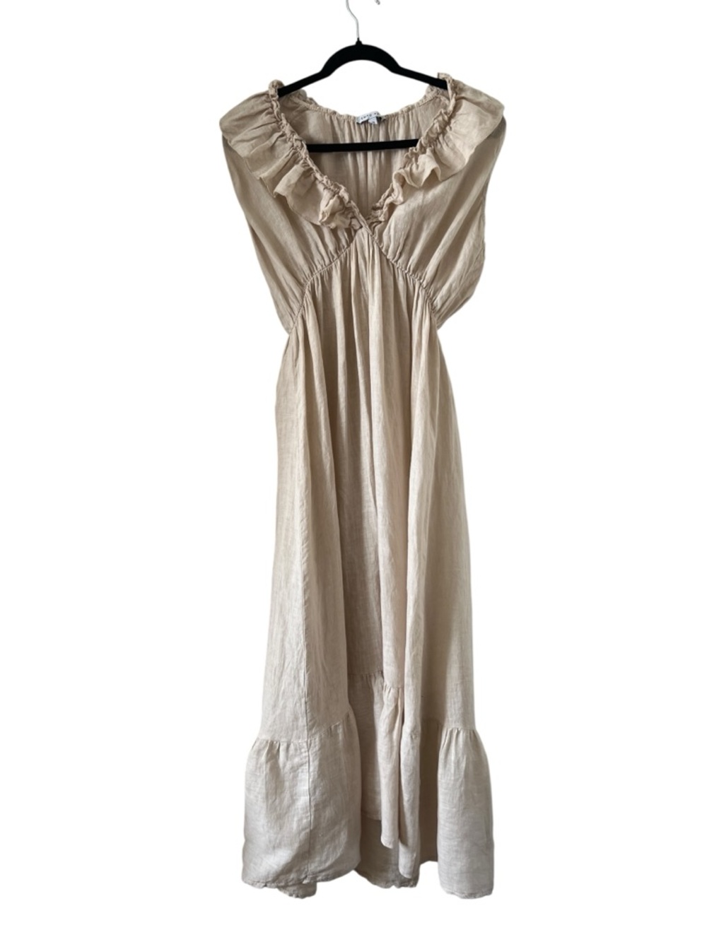 Tempo Paris 100% Linen Ruffle Maxi Dress Size M/L